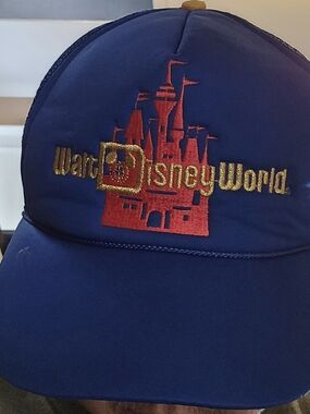 Vintage Walt Disney World Blue Hat with Red Castle Embroidery